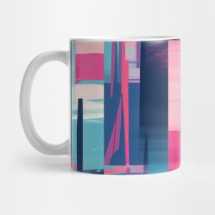 Cubist Harmony: Modern Geometric Dance in Pink, Blue, and Violet Mug